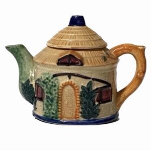 Charming 1950’s Cottage Ware Teapot with Green and Brown Accents